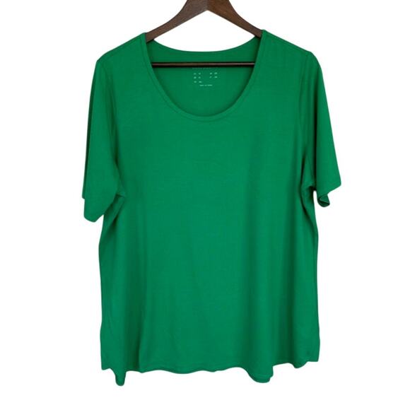 Susan Graver Kelly Green Scoop Neck T-Shirt - Size 1X - Picture 1 of 4